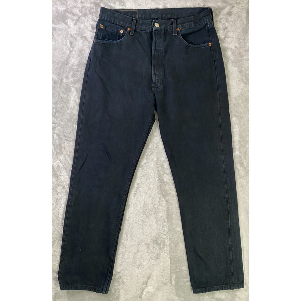 Levi's 501 Jeans Mens 34x36 Black Vintage Straight Leg Button Fly 00501-0165
